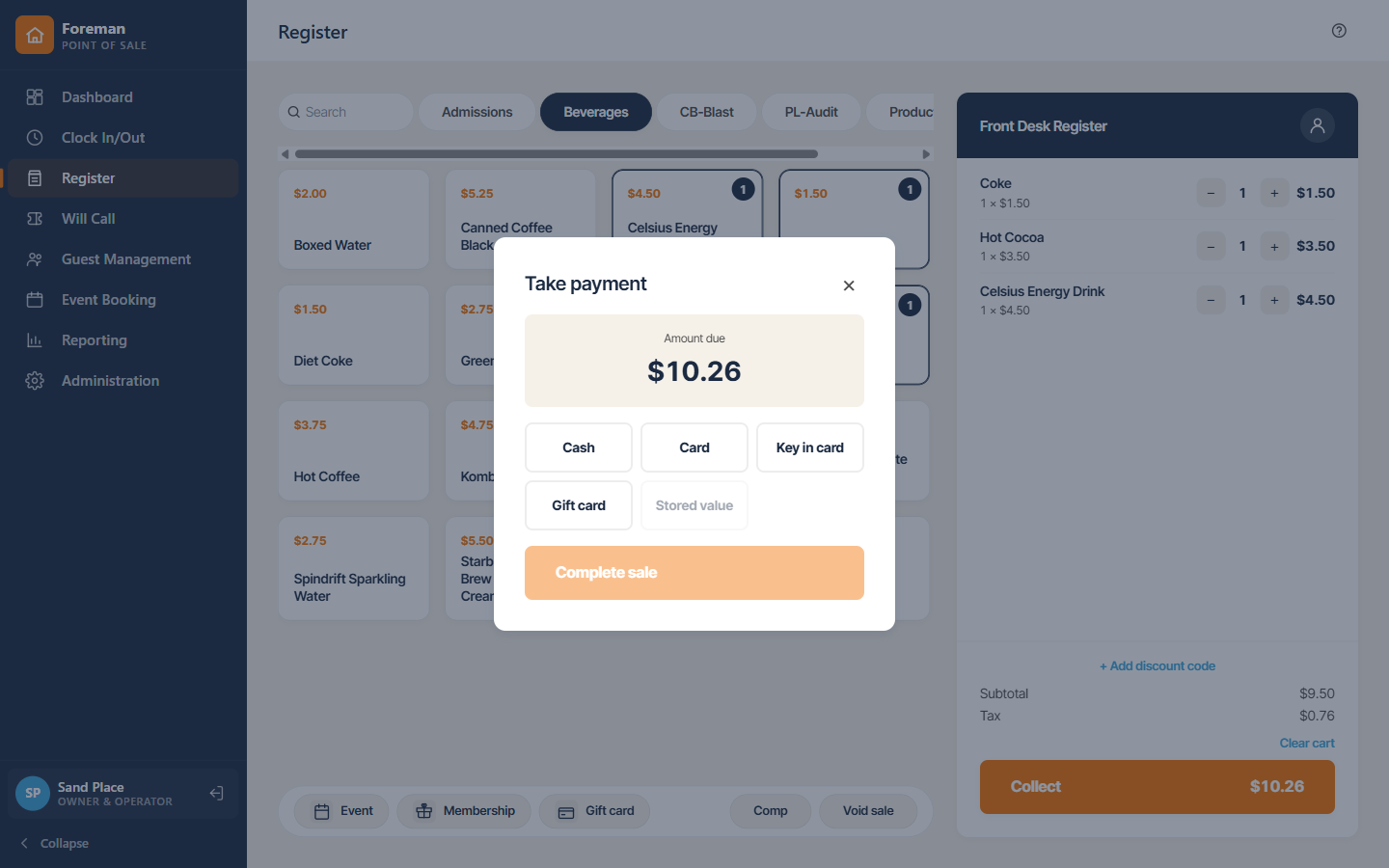 Splitting a payment across multiple tenders on the Omni-Play register